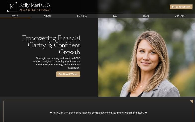 Kelly Mari CPA website homepage